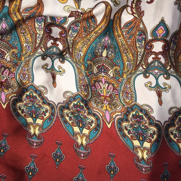 Zara Paisley Print Warm Toned Silky Flowy Dress - Picture 3 of 10